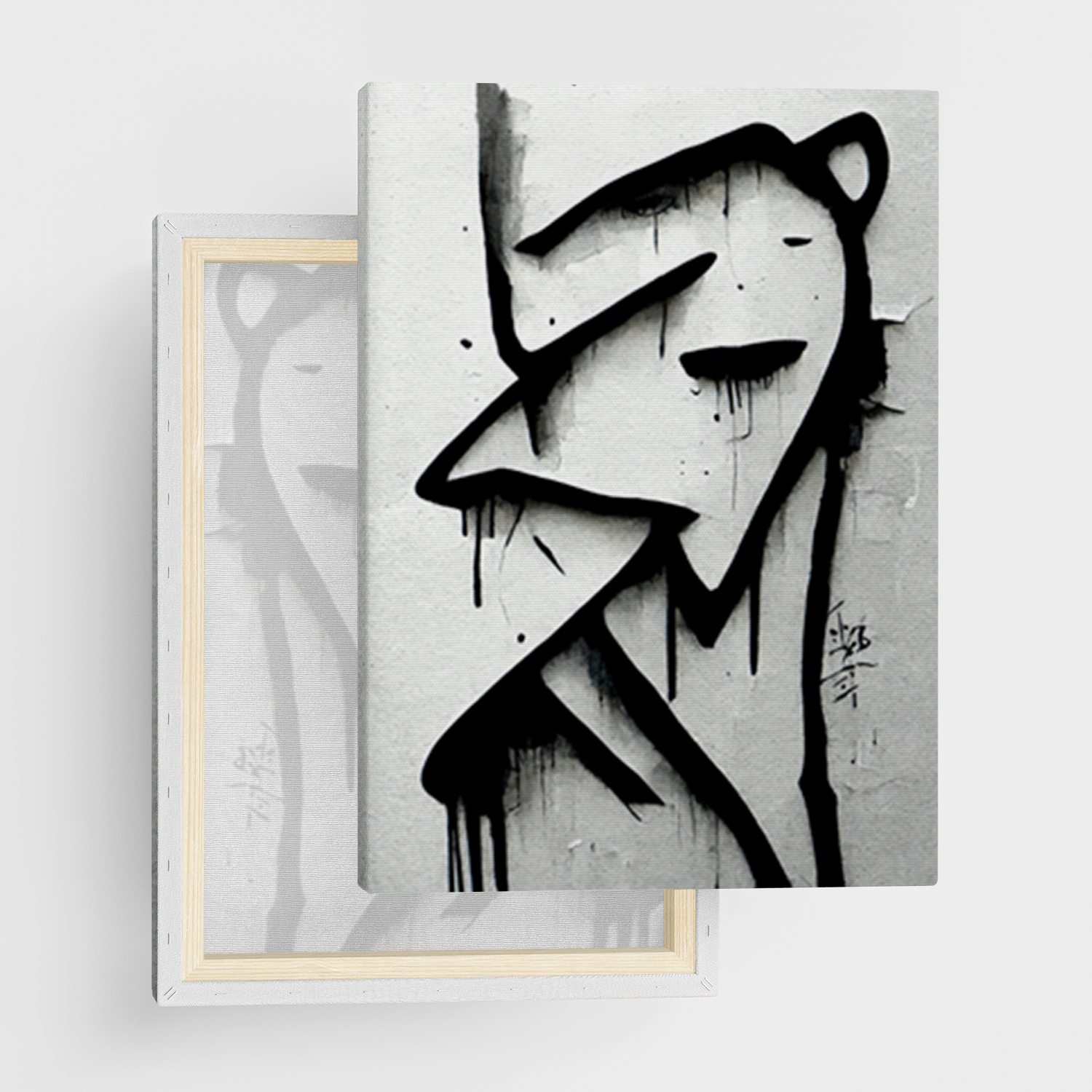Canvas Print "Line work x Banksy" - Framed Canvas Print in Several Sizes