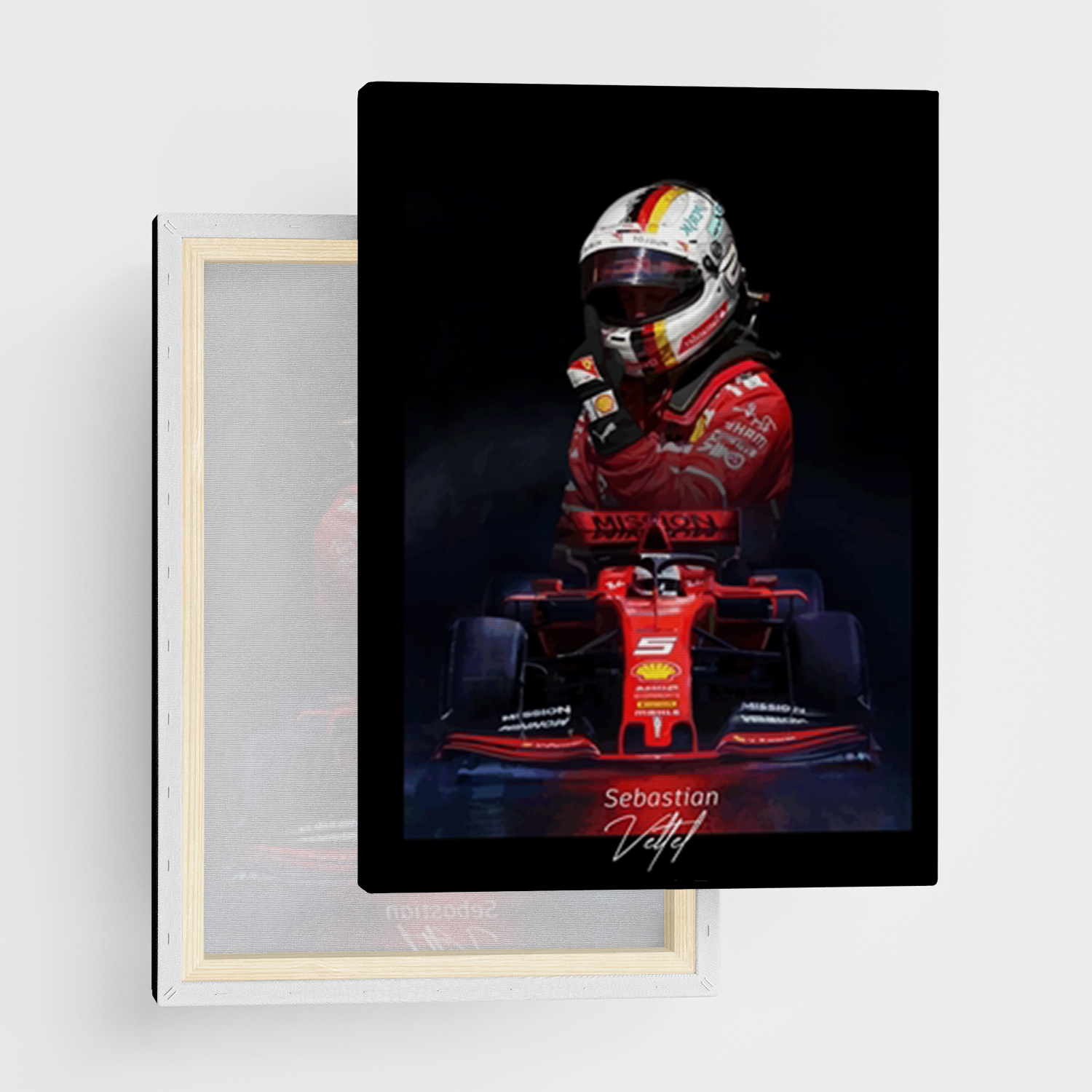 Canvas Tavla "Sebastian Vettel F1" - Ramspänd canvas-tavla i flera storlekar
