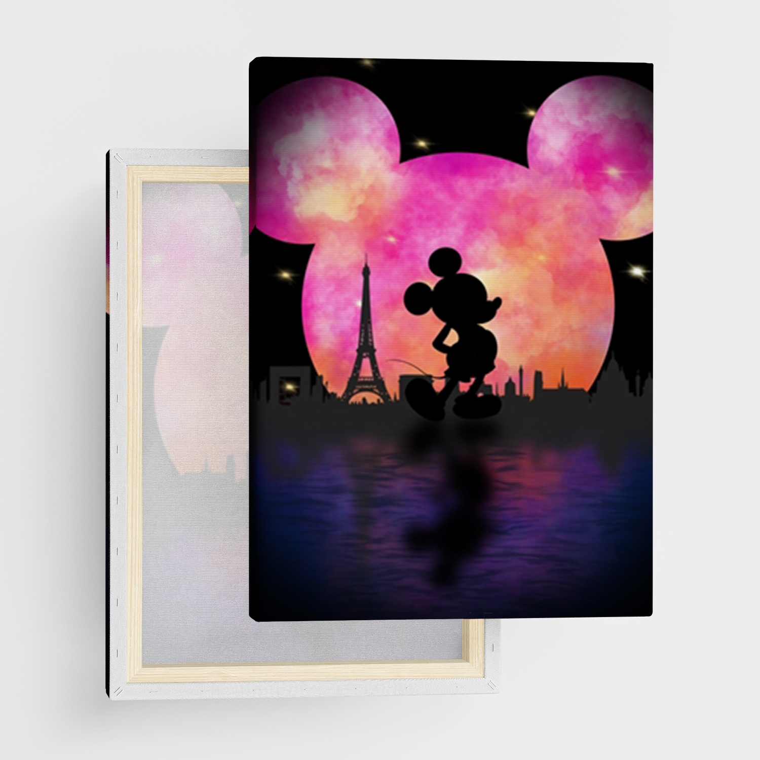 Canvas Tavla "Mickey in Paris" - Ramspänd canvas-tavla i flera storlekar