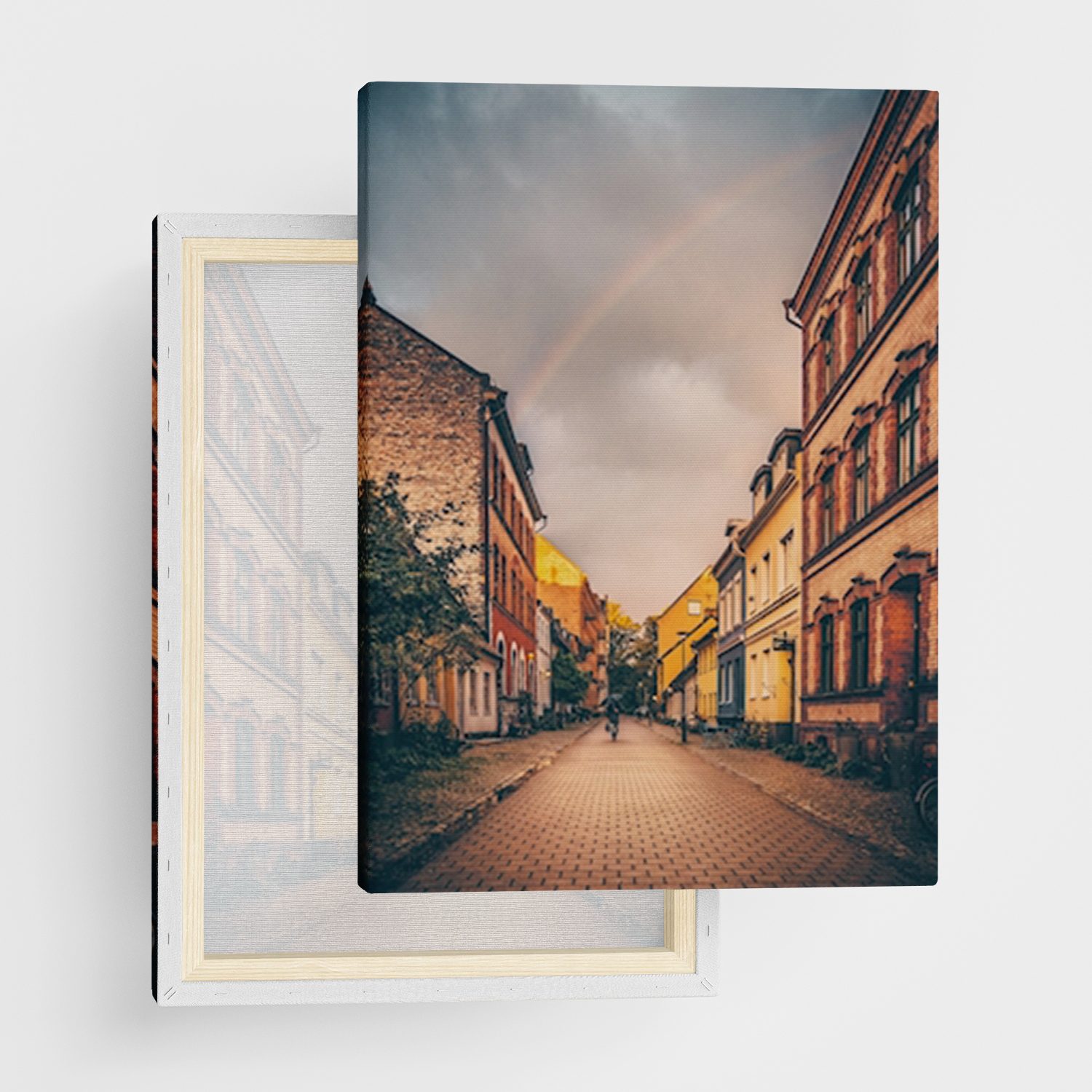Canvas Print "A Rainbow Over Gamla Väster" - Framed Canvas Print in Several Sizes