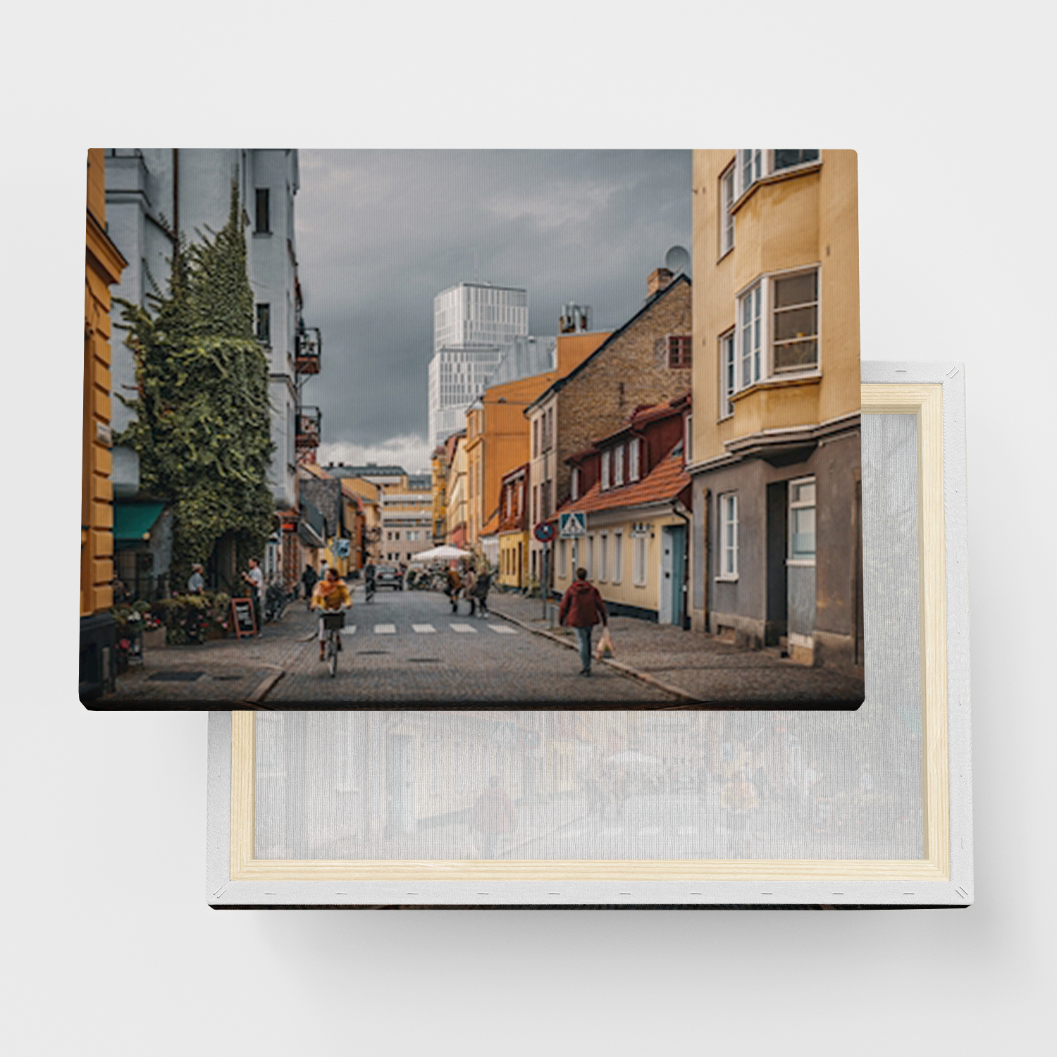 Canvas Tavla "Liv & rörelse på Gamla Väster" - Ramspänd canvas-tavla i flera storlekar