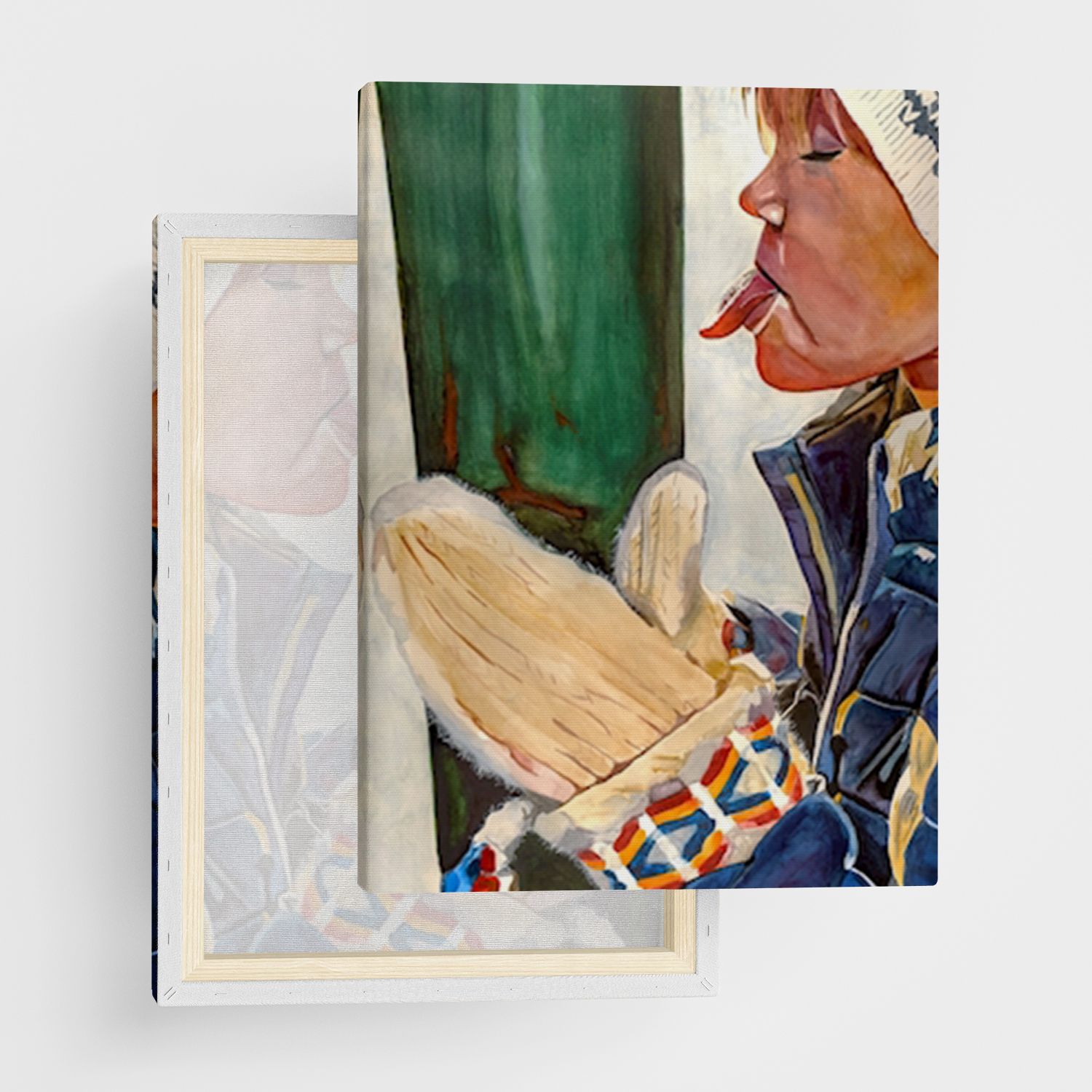 Canvas Tavla "Jag hämtar varmvatten" - Ramspänd canvas-tavla i flera storlekar