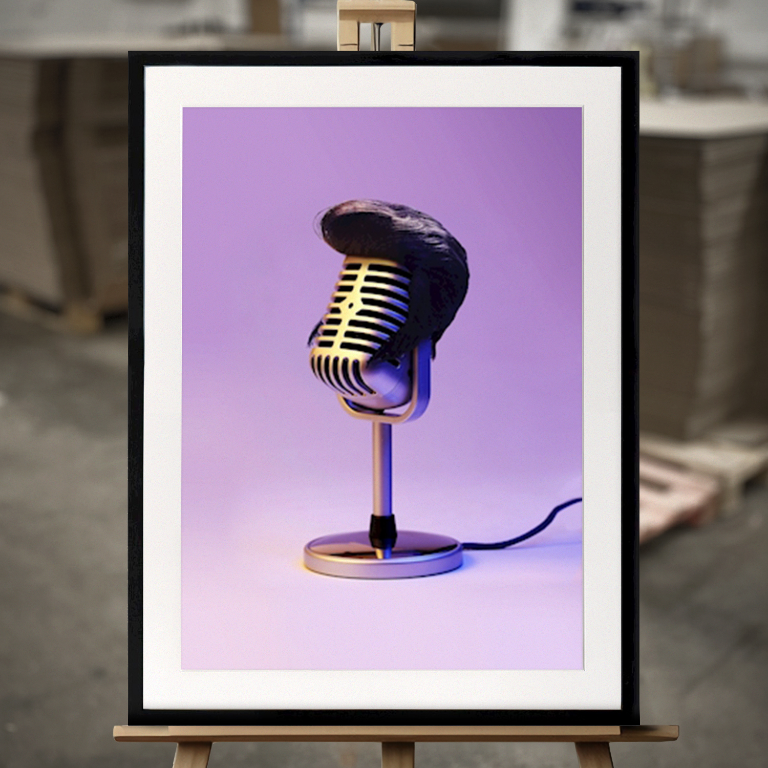 Inramad Tavla "Kungen av rock and roll" - Fine Art Print i 50x70 cm