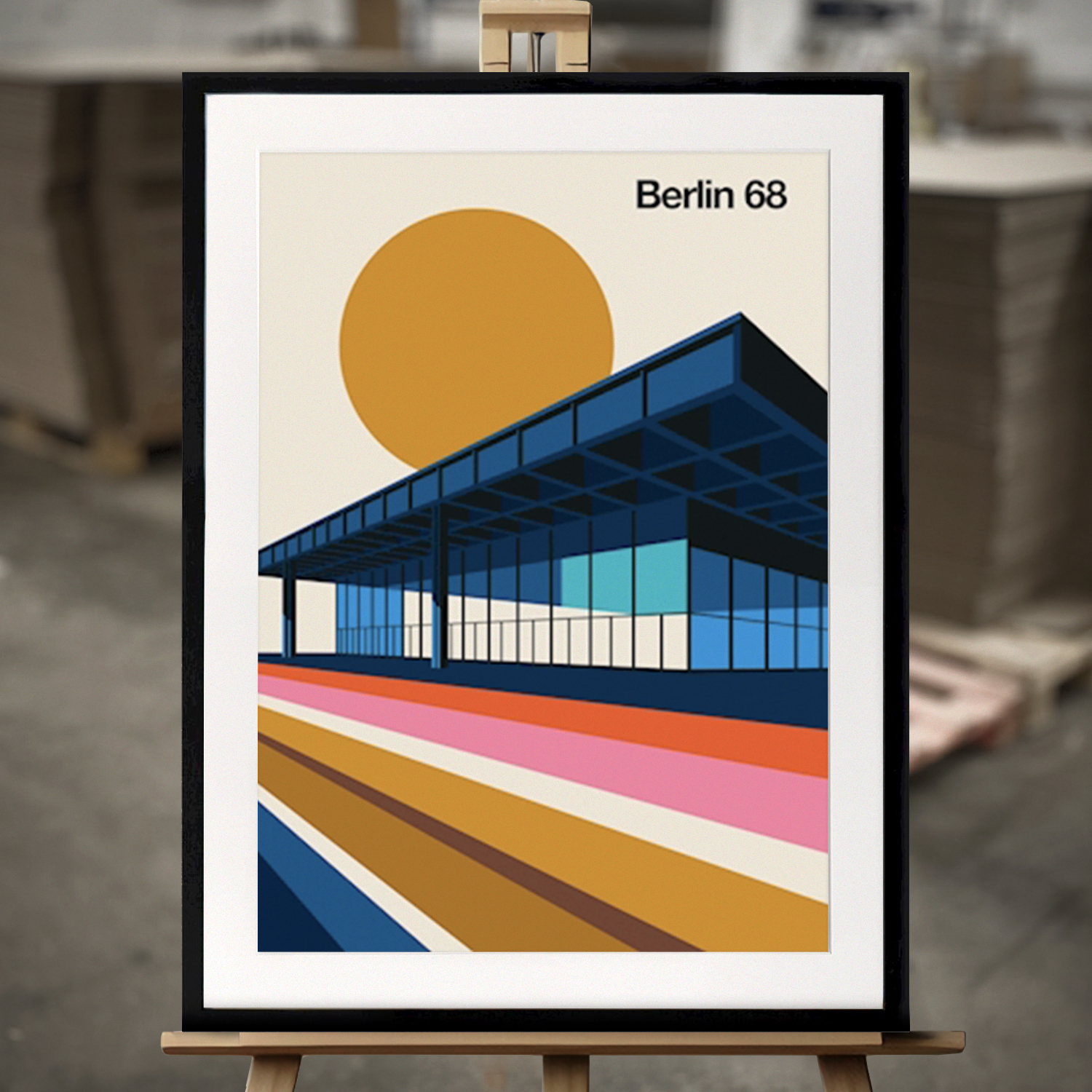 Inramad Tavla "Berlin 68" - Fine Art Print i 50x70 cm
