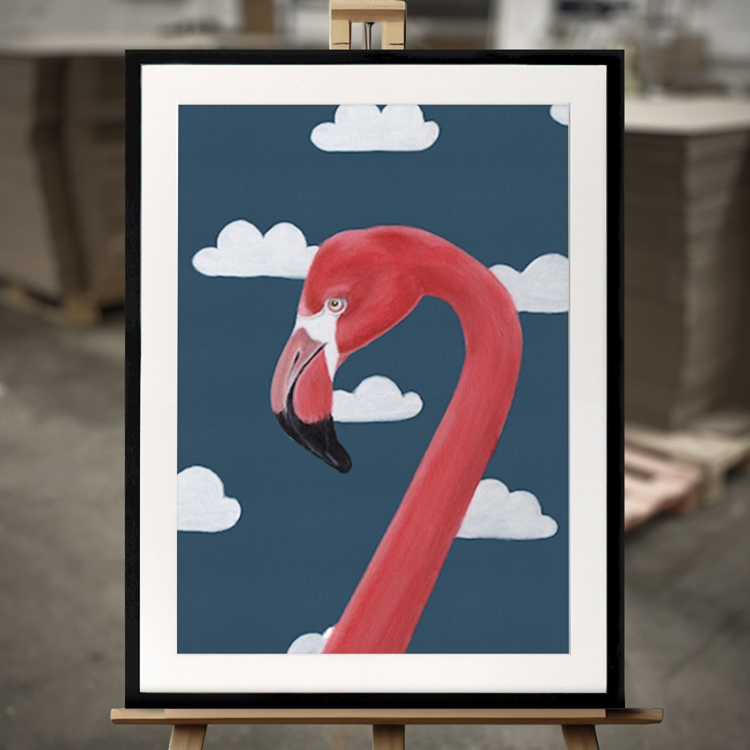 Framed Fine Art "Flamingo" - Fine Art Print in 50x70 cm