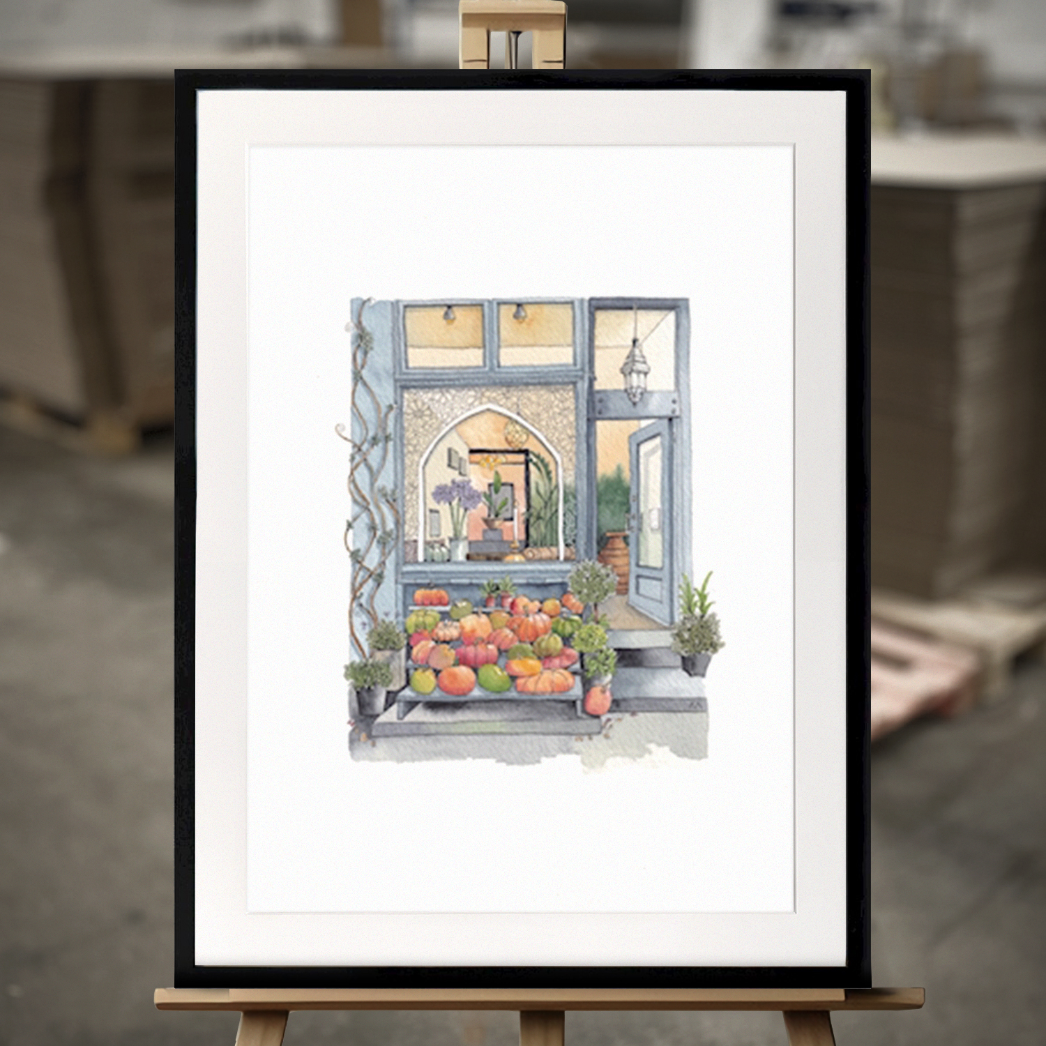 Framed Fine Art "Pumpkin shop" - Fine Art Print in 50x70 cm