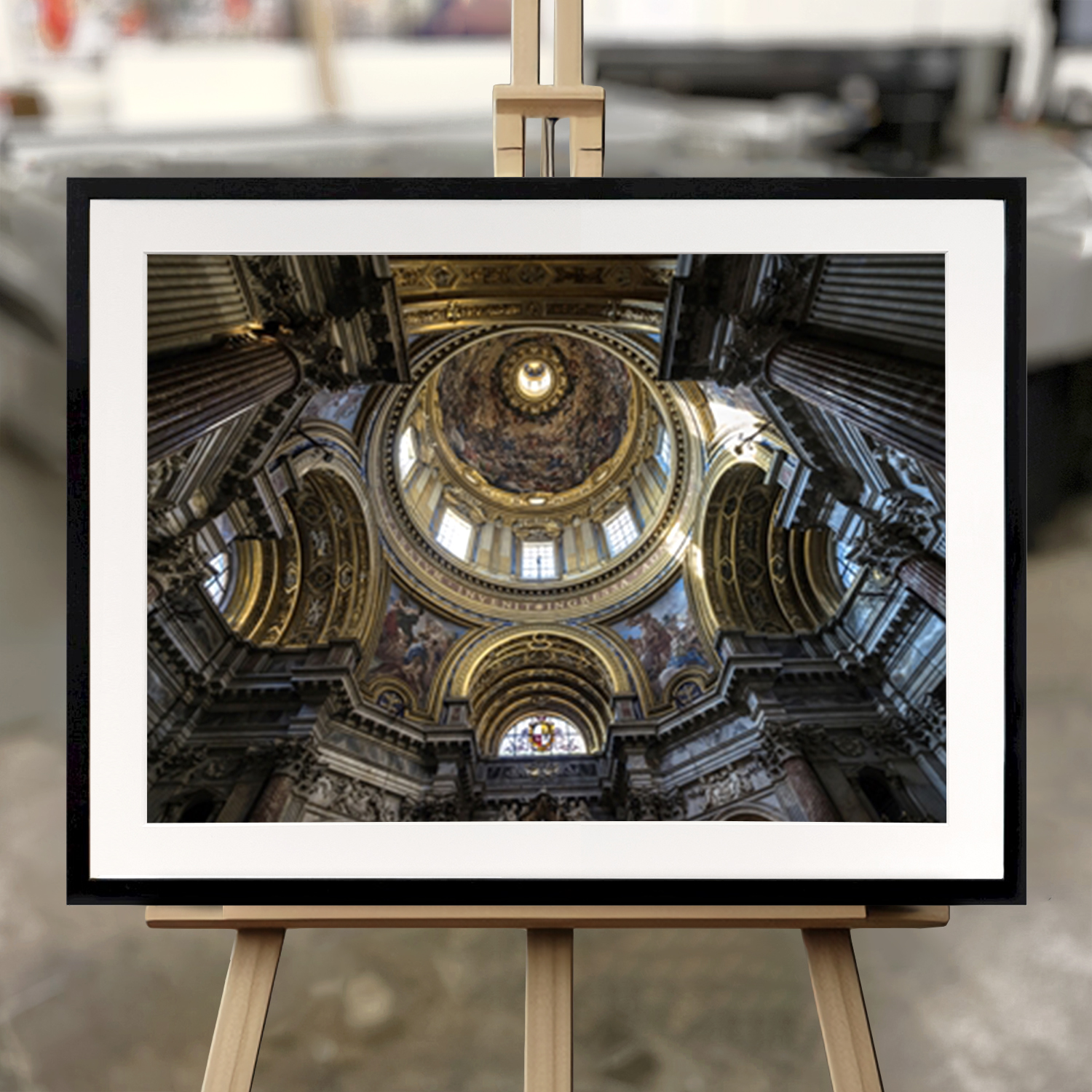 Framed Fine Art "Baroque church in Rome, Italy" - Fine Art Print in 50x70 cm