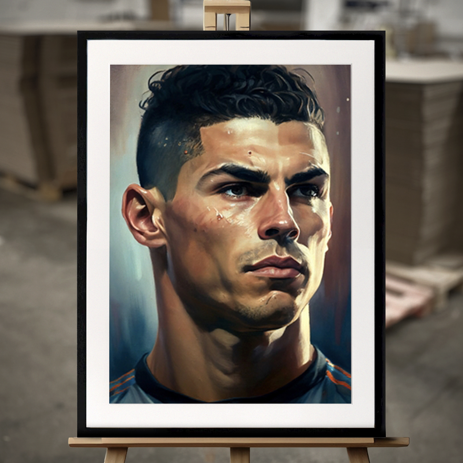 Framed Fine Art "Cristiano Ronaldo" - Fine Art Print in 50x70 cm