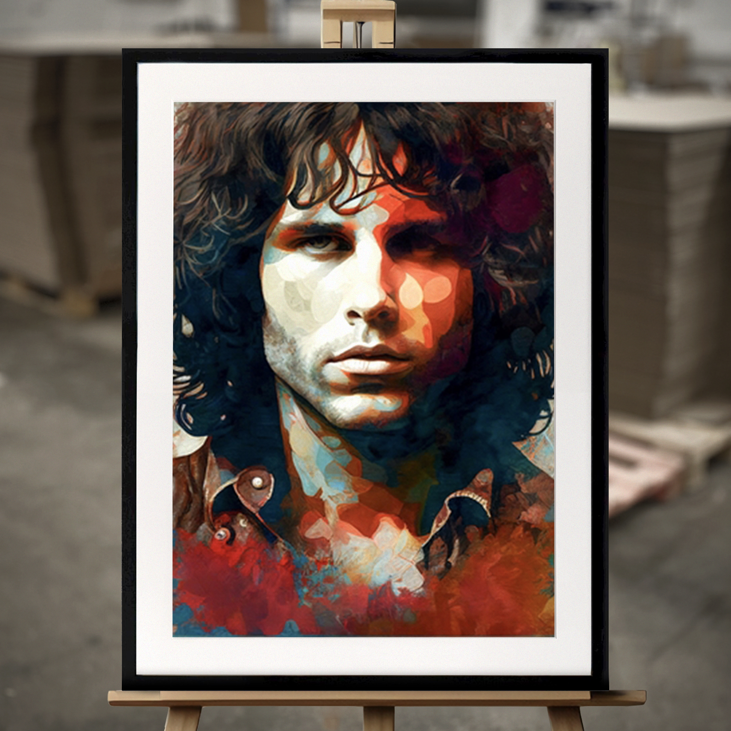Framed Fine Art "Jim Morrison" - Fine Art Print in 50x70 cm