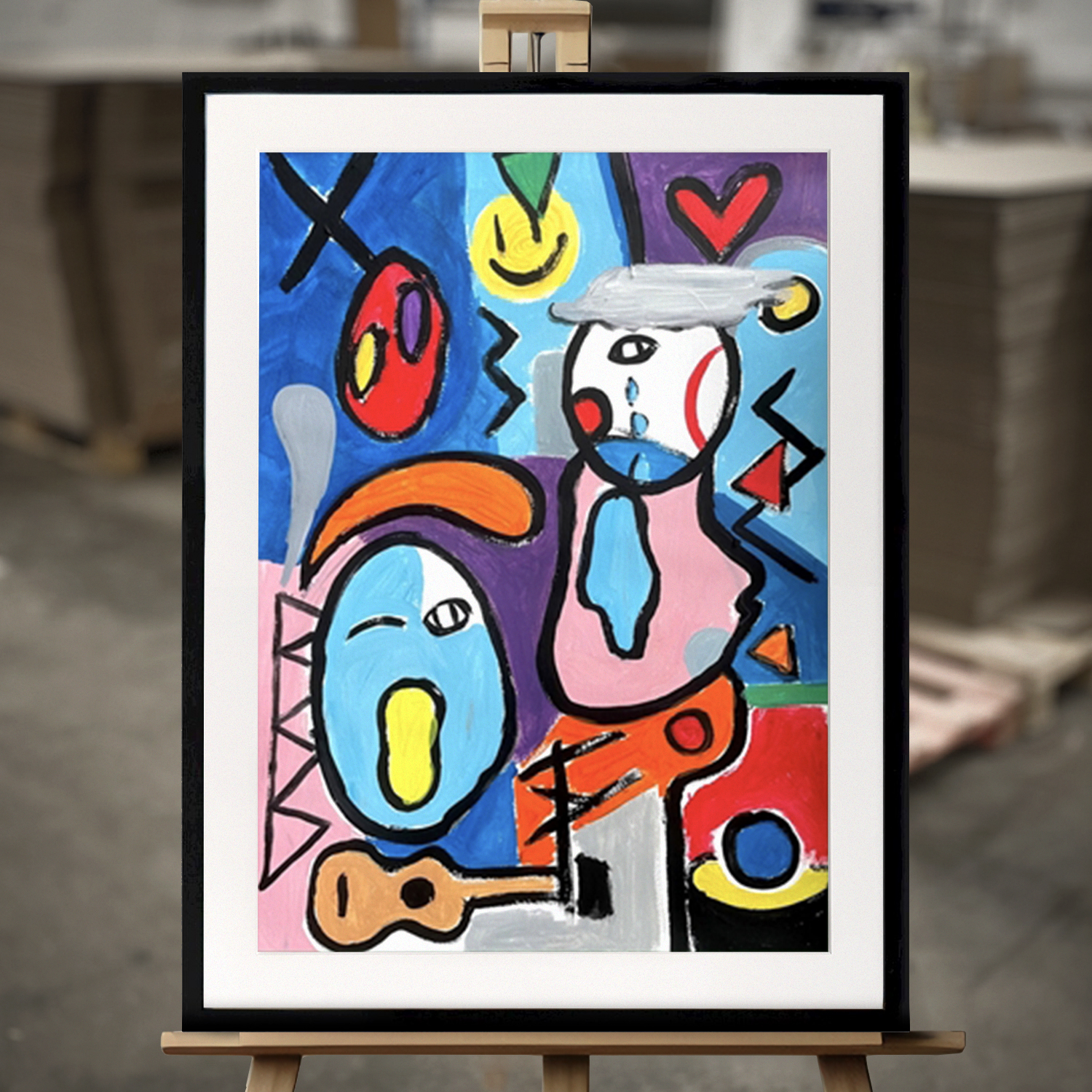 Indrammet Maleri "Blandede følelser" - Fine Art Print i 50x70 cm
