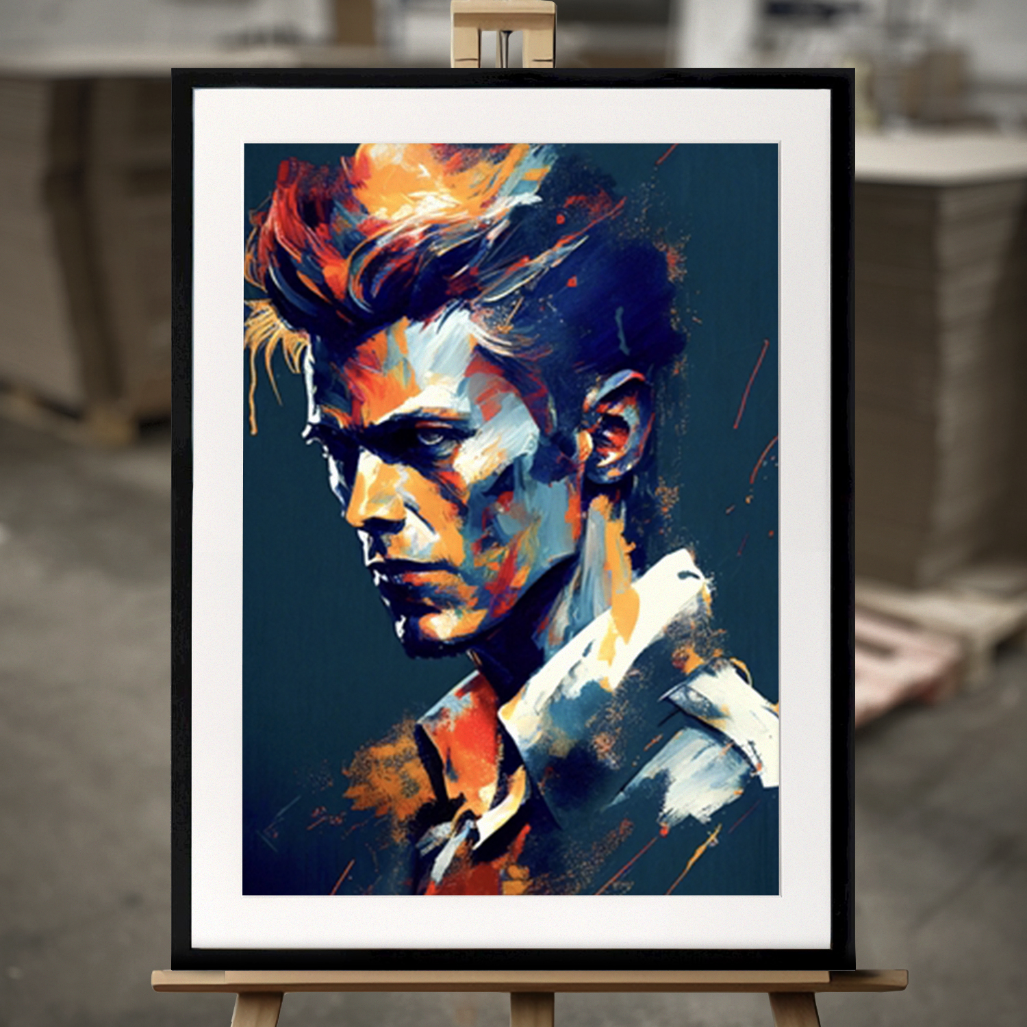 Framed Fine Art "David Bowie" - Fine Art Print in 50x70 cm