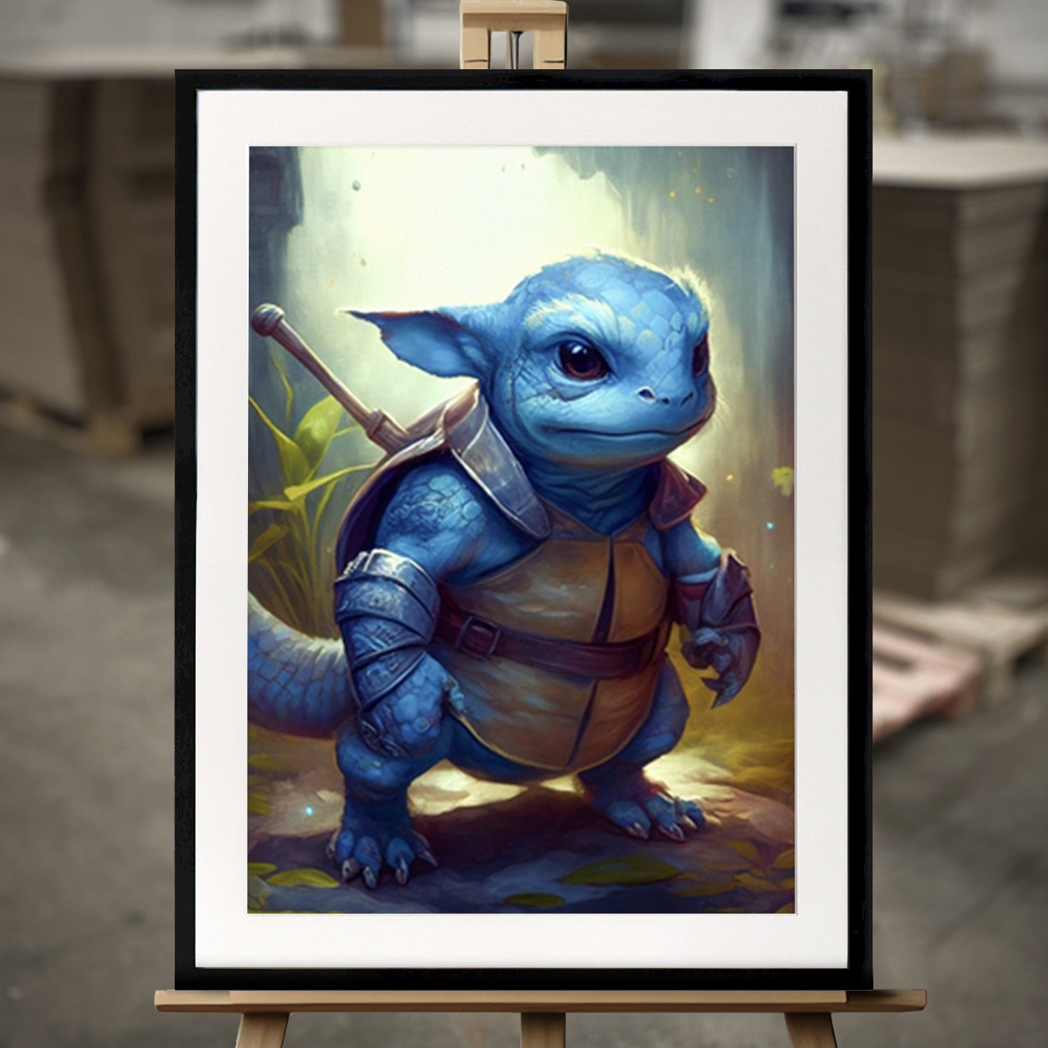 Framed Fine Art "Wartortle - Pokémon" - Fine Art Print in 50x70 cm