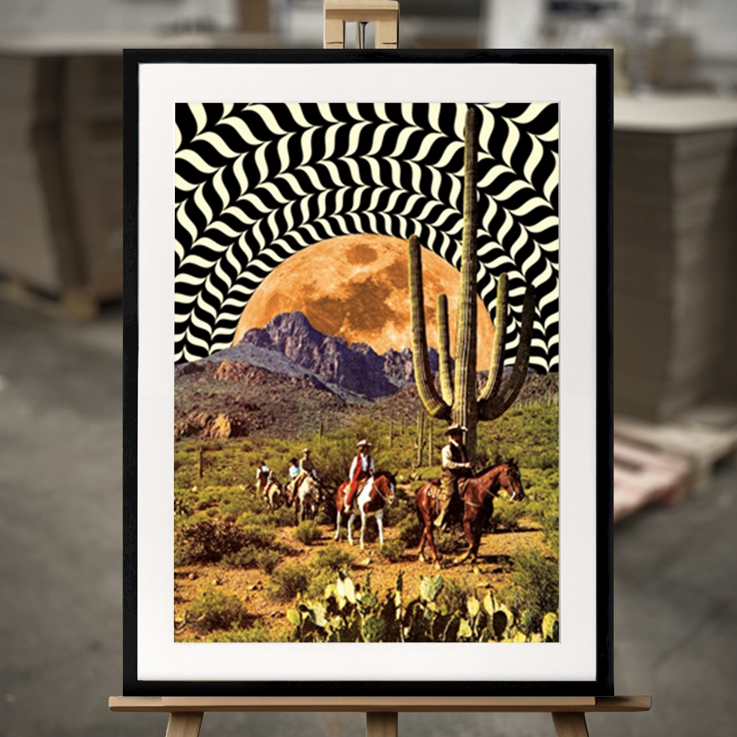 Framed Fine Art "Illusionary Cowboys Adventure" - Fine Art Print in 50x70 cm