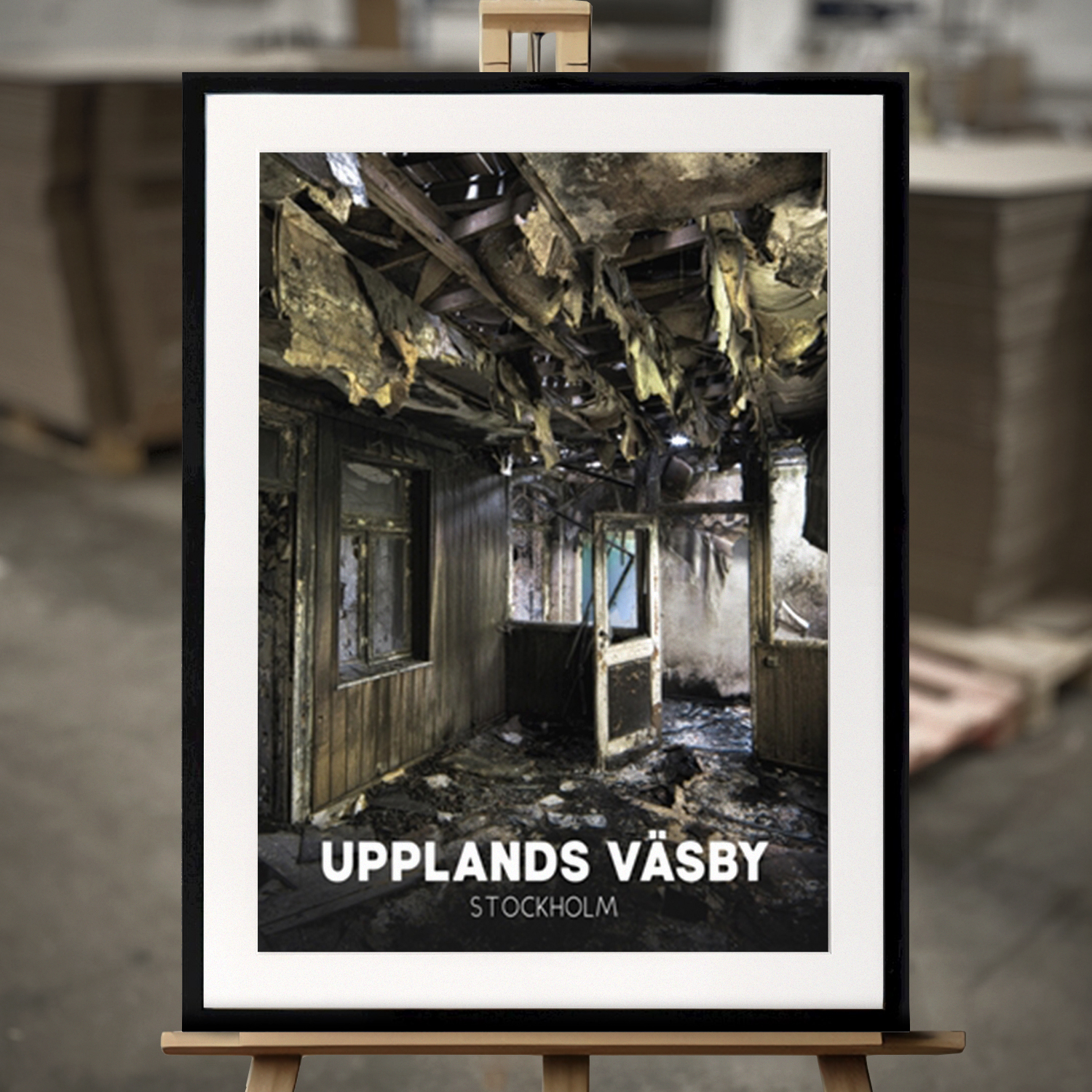 Inramad Tavla "Upplands Väsby" - Fine Art Print i 50x70 cm
