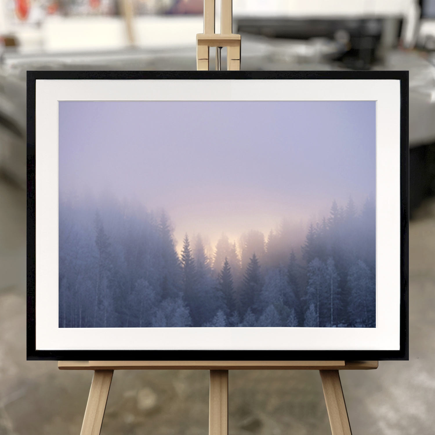 Art Prints Encadrés "Vinterträd i morgonpastell" - Impression d'Art en 50x70