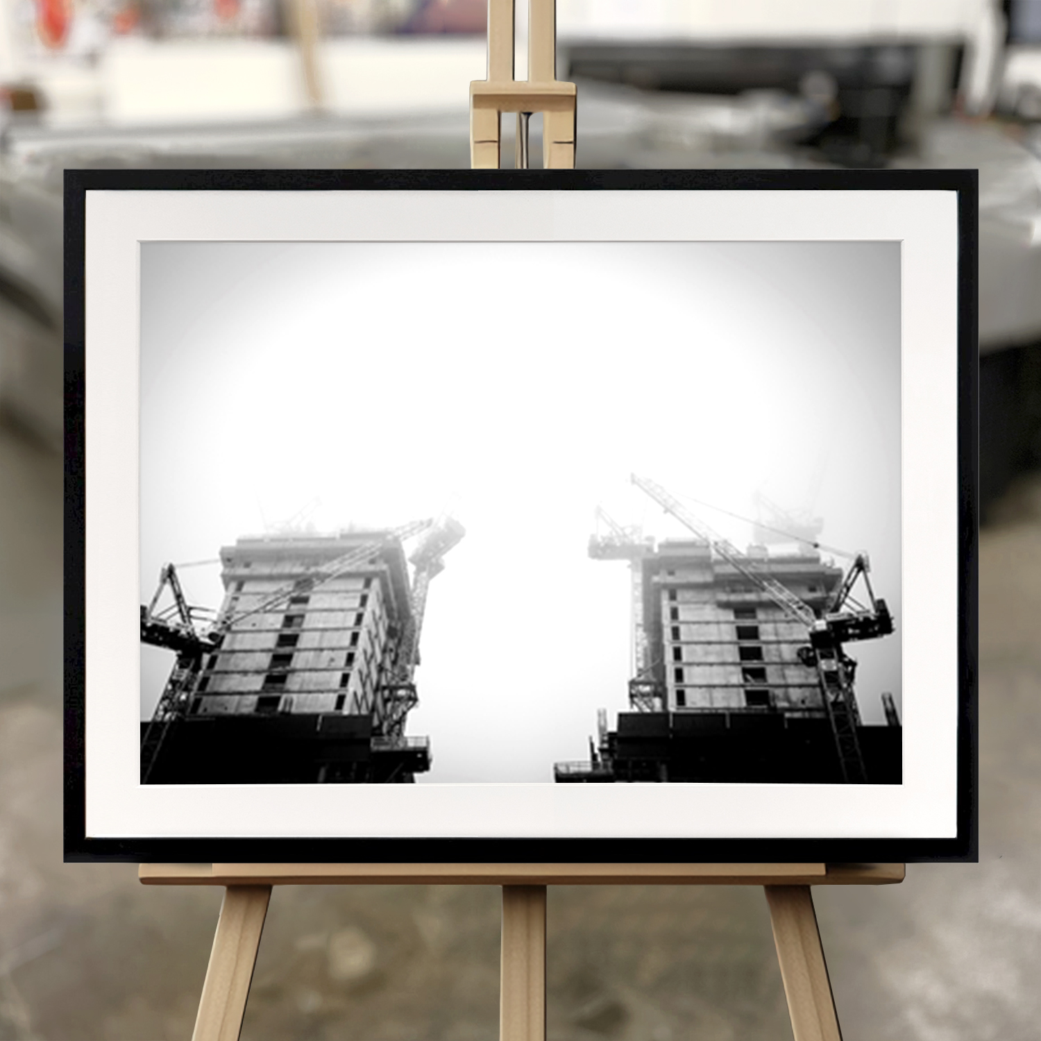 Framed Fine Art "Fog over Tel Aviv II" - Fine Art Print in 50x70 cm