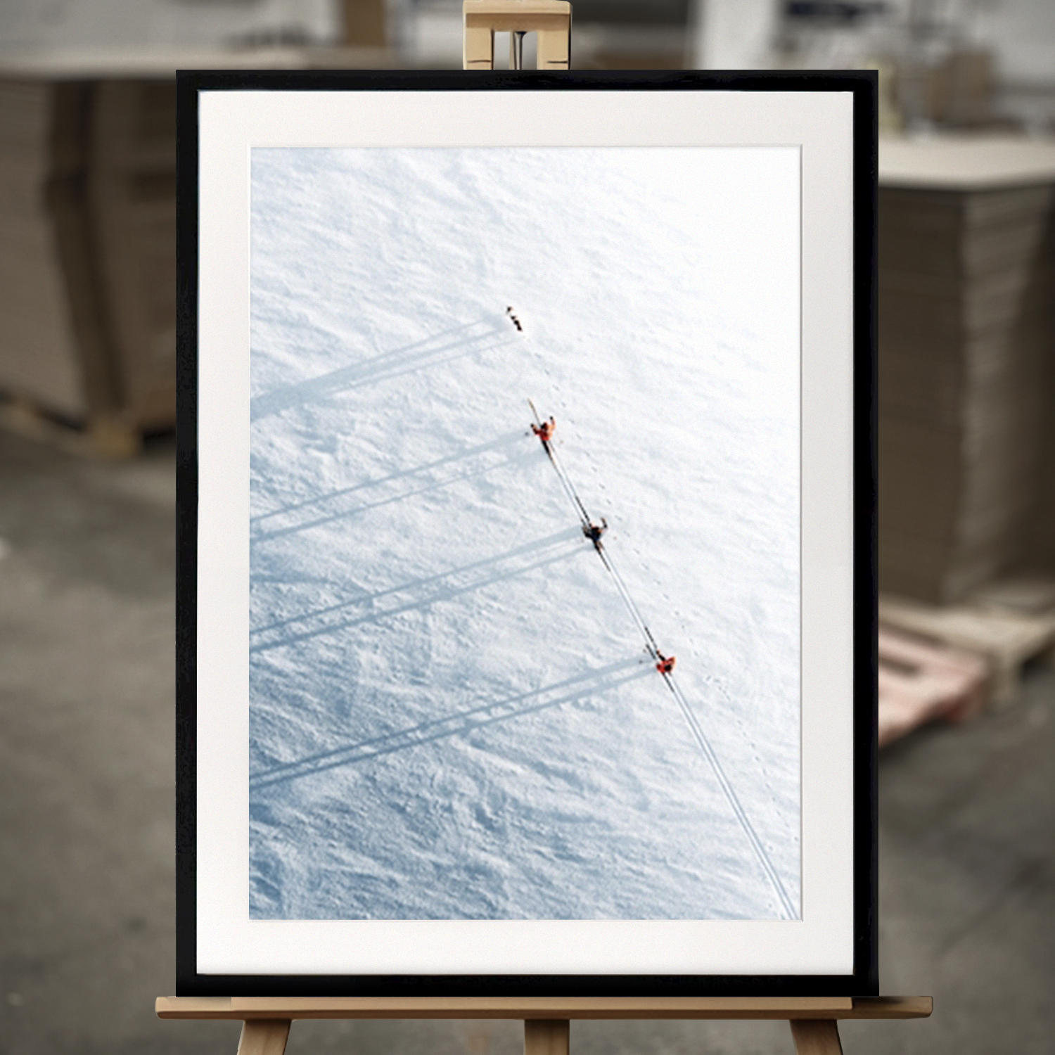 Framed Fine Art "Skiing" - Fine Art Print in 50x70 cm