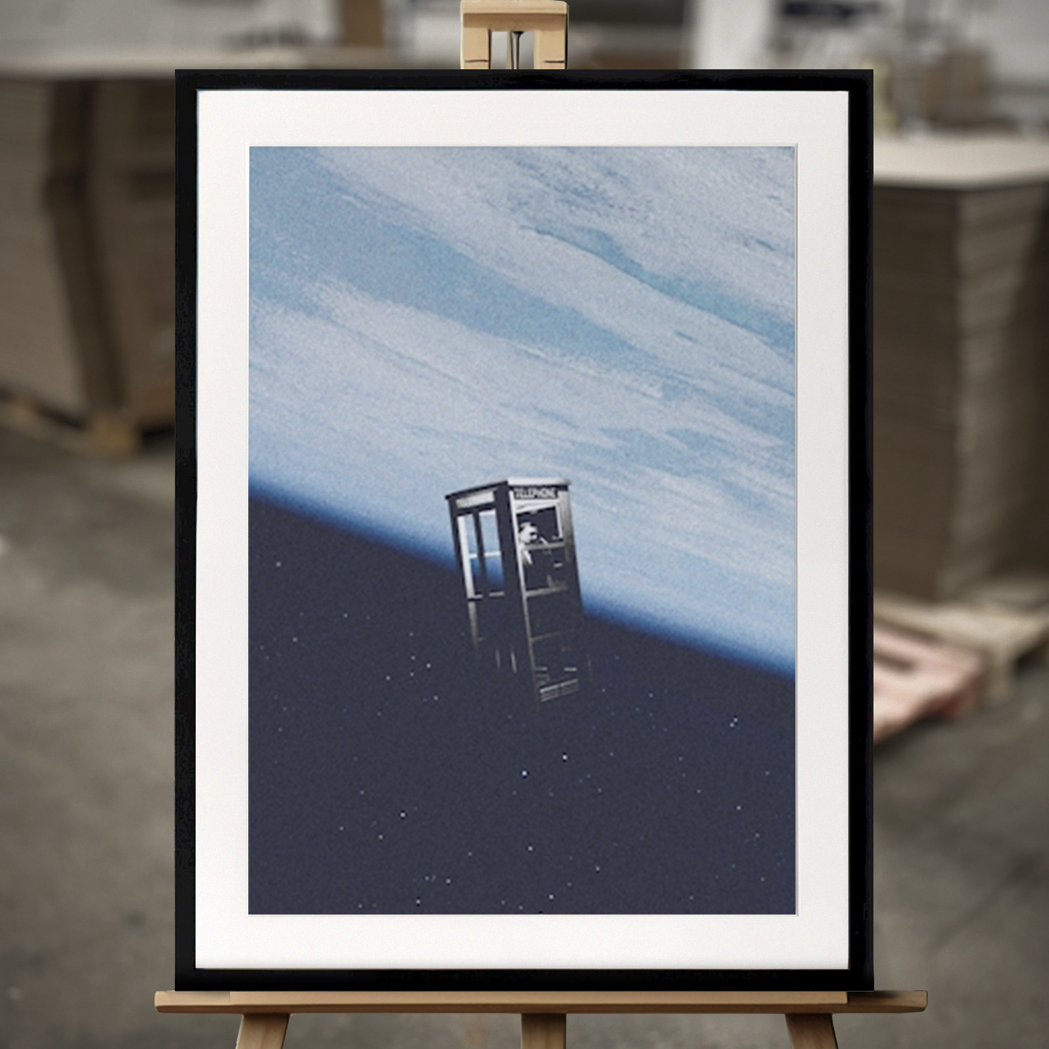 Framed Fine Art "Important phonecall" - Fine Art Print in 50x70 cm