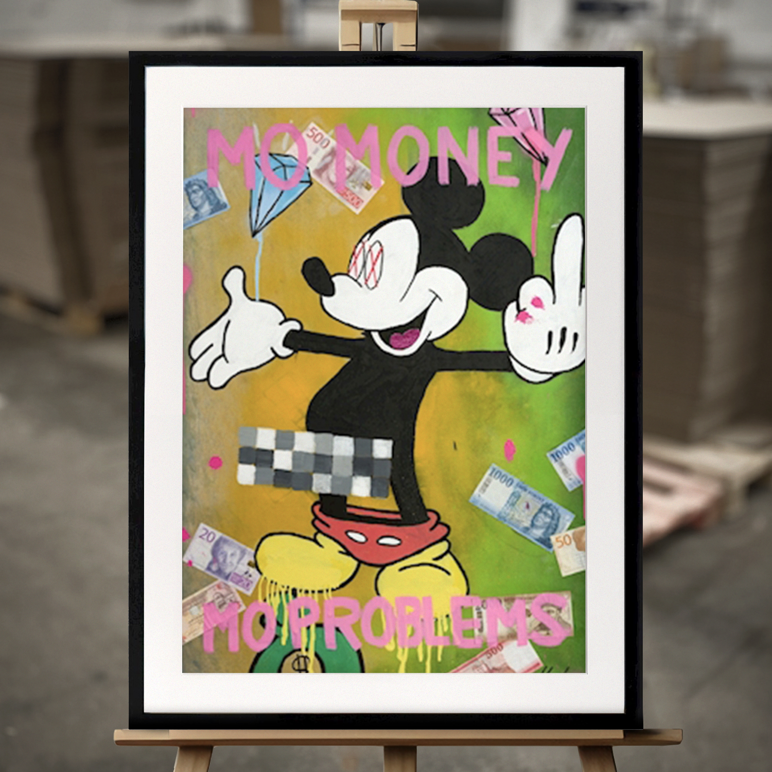 Ingelijste Print "Mo Money - Mo Problems" - Fine Art Print in 50x70