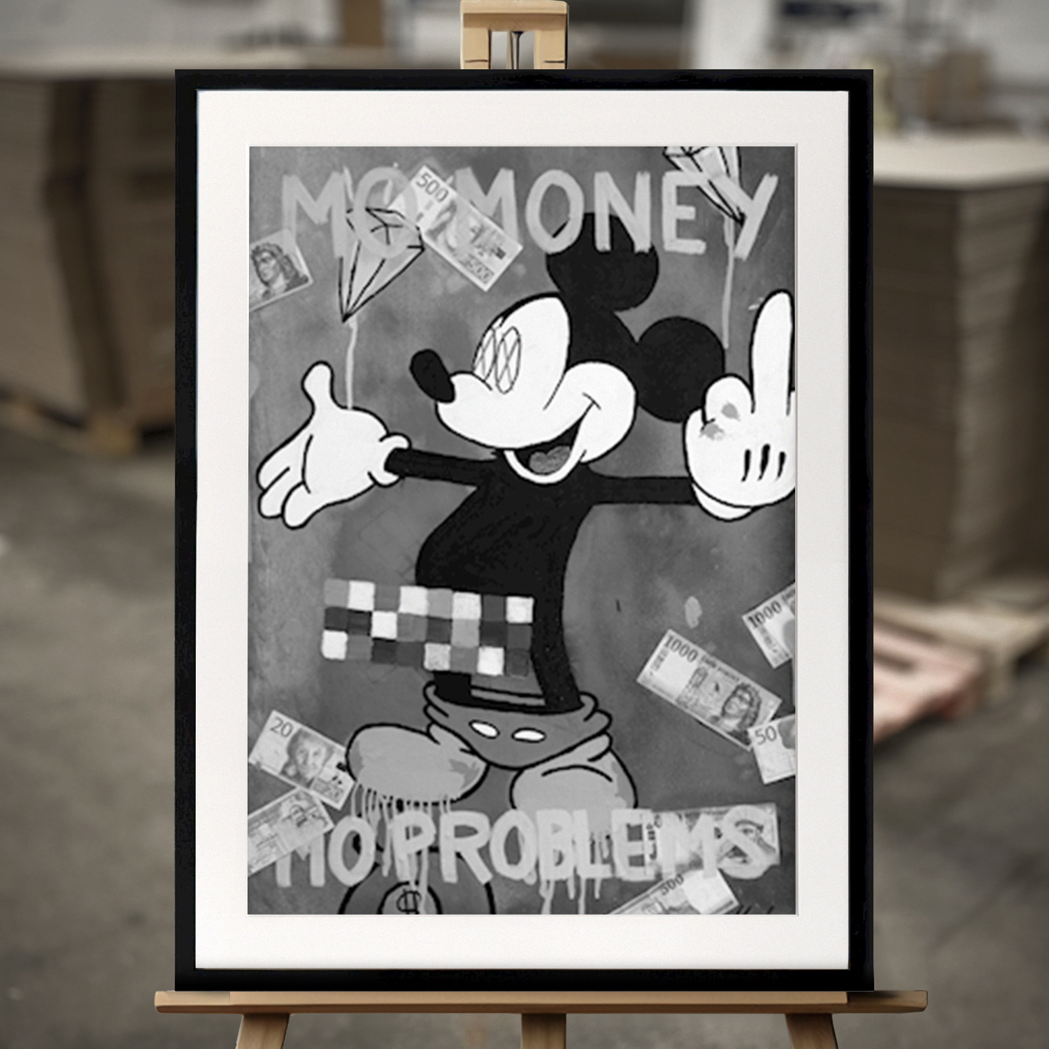 Ingelijste Print "Mo Money - Mo Problems (BW)" - Fine Art Print in 50x70