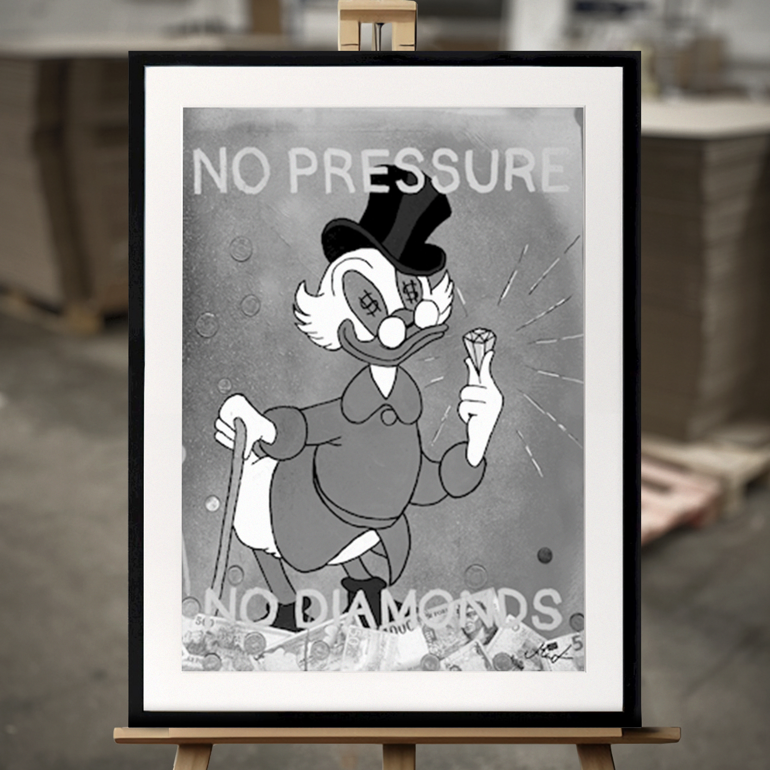 Kehystetty kuva "No Pressure No Diamonds (BW)" - Fine Art -printti koossa 50x70
