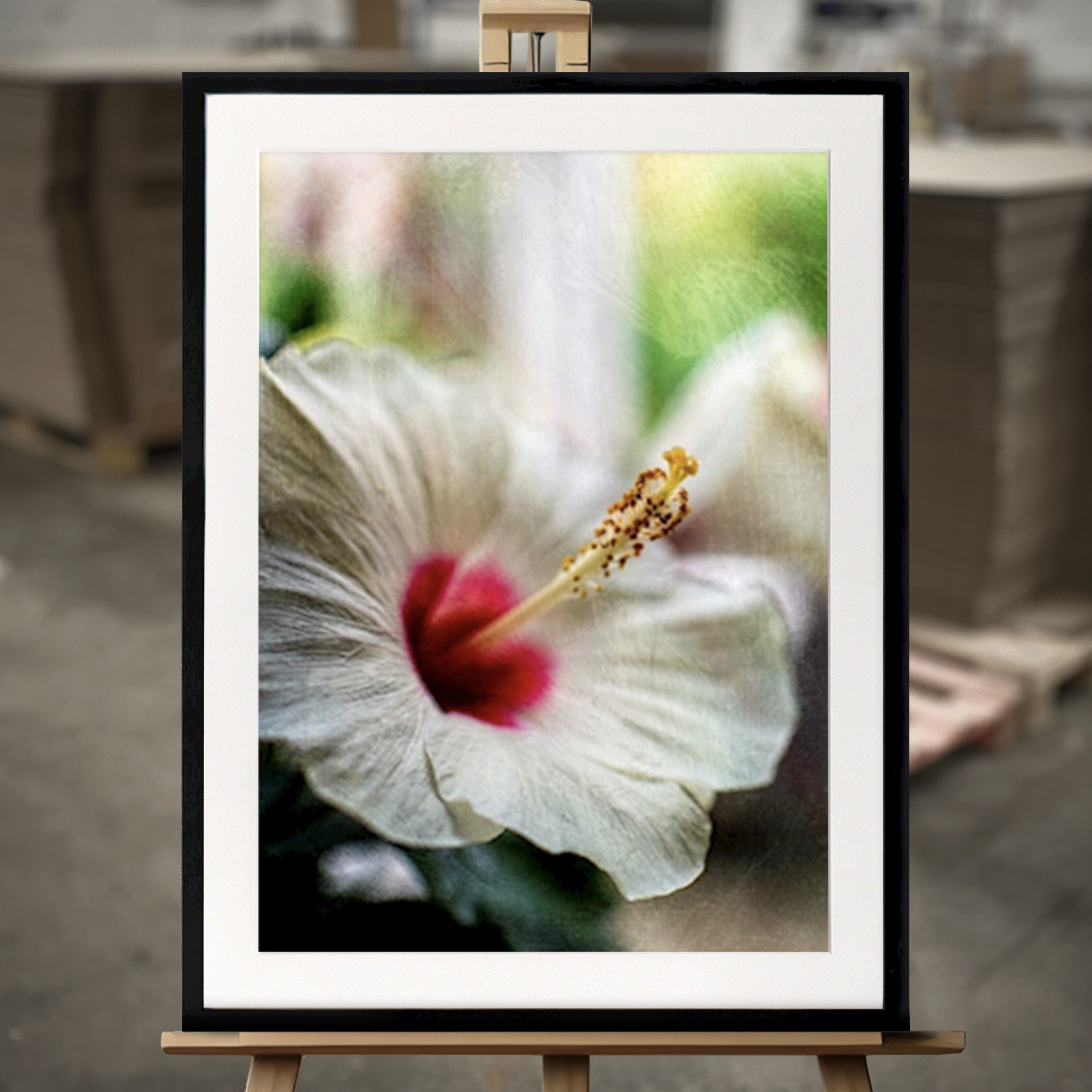 Ingelijste Print "Hibiscus" - Fine Art Print in 50x70