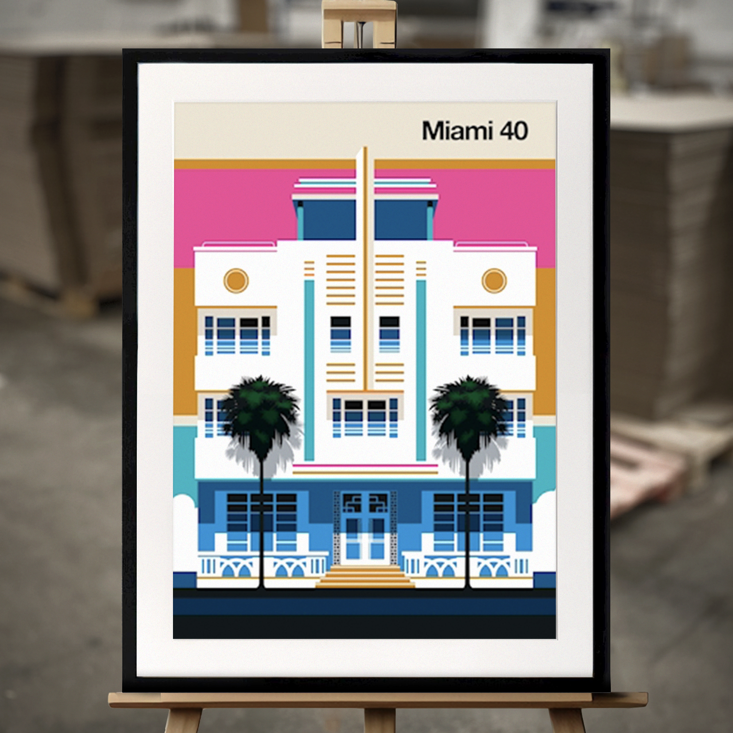 Inramad Tavla "Miami 40" - Fine Art Print i 50x70 cm