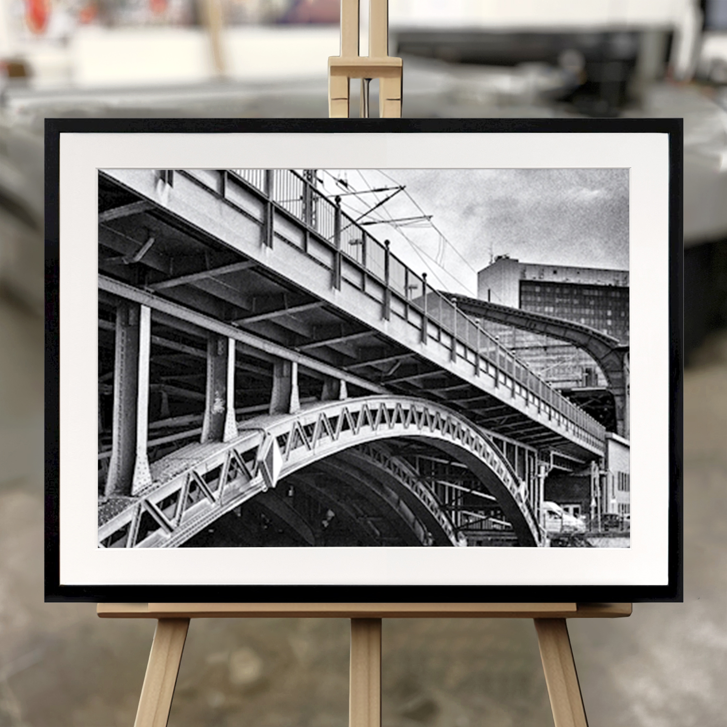 Framed Fine Art "Berlin Spree Bridge" - Fine Art Print in 50x70 cm