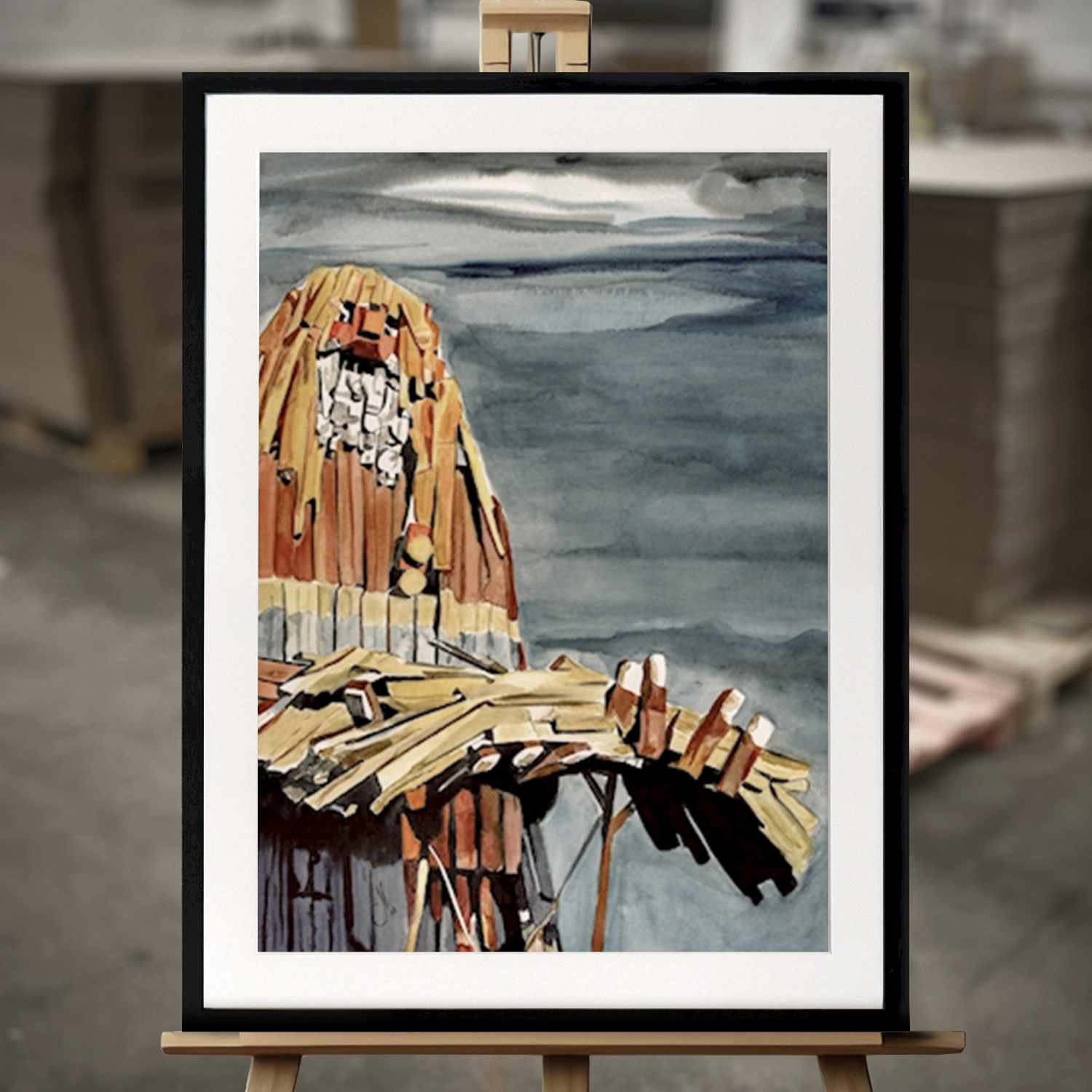 Indrammet Maleri "Se børn, nu kommer trolden" - Fine Art Print i 50x70 cm