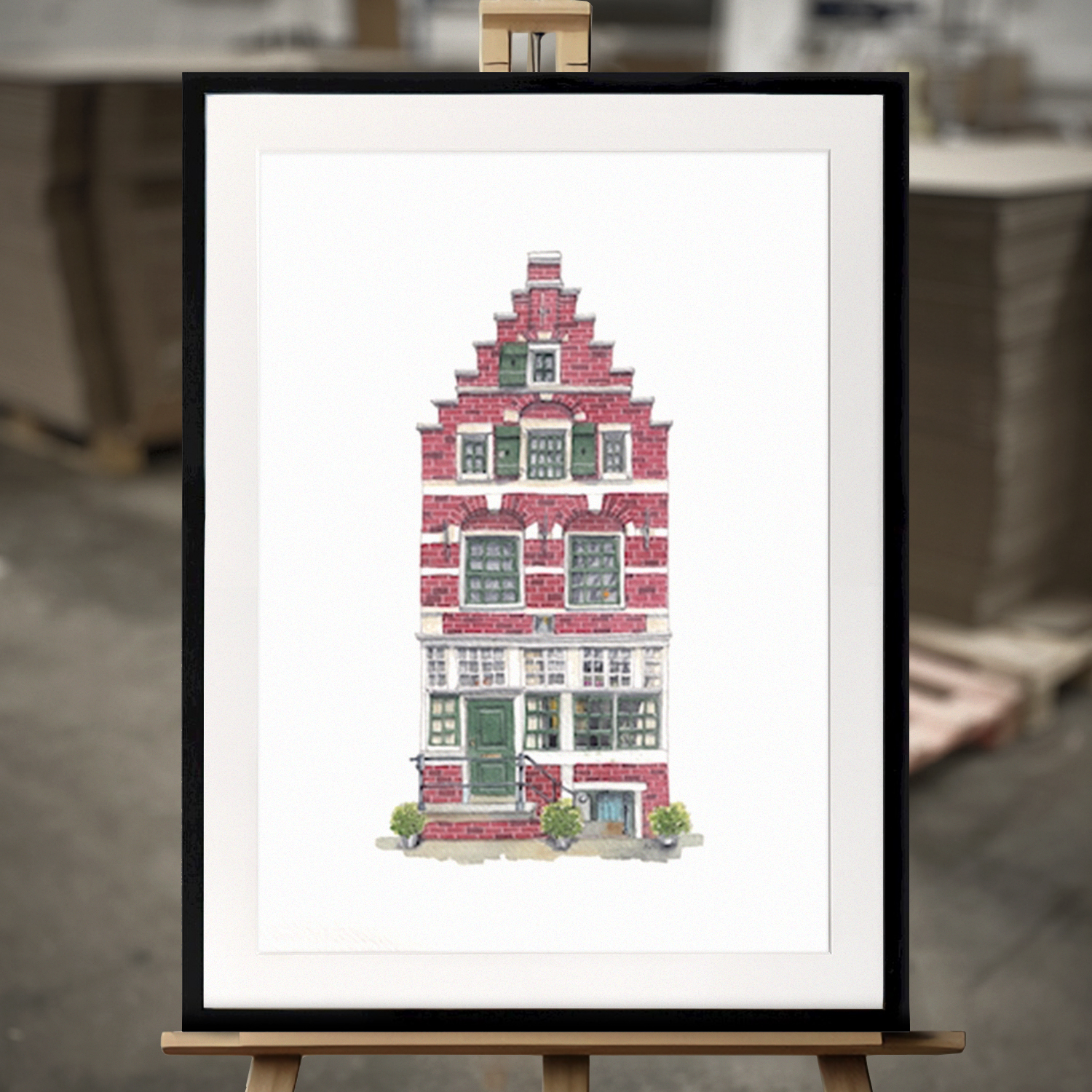 Framed Fine Art "Amsterdam stepped gable" - Fine Art Print in 50x70 cm